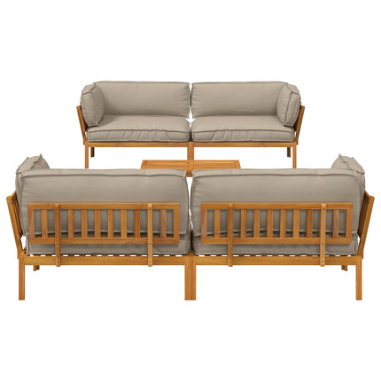 Soffset med kudde Enfärgad 5 pcs Taupe Massivt Akaciaträ