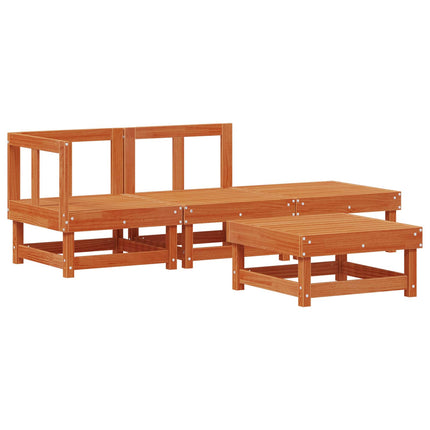 Trädgård loungemöbler 4 pcs Vaxad brun Massiv furu