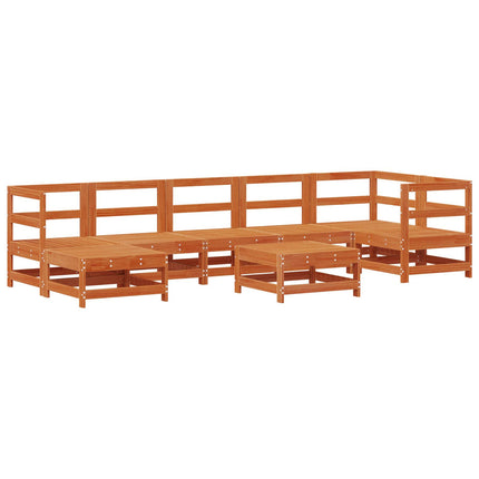 Trädgård loungemöbler 8 pcs Vaxad brun Massiv furu