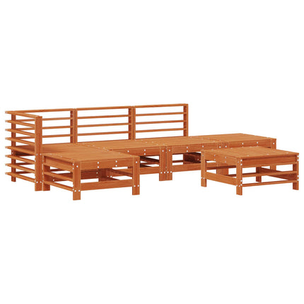 Trädgård loungemöbler 6 pcs Vaxad brun Massiv furu