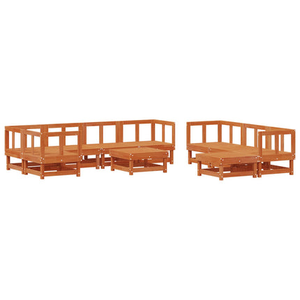 Trädgård loungemöbler 33 pcs Vaxad brun Massiv furu