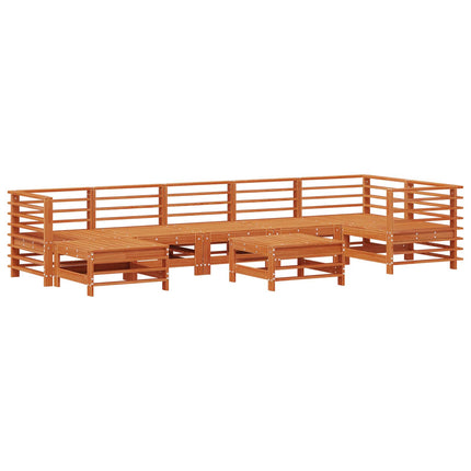 Trädgård loungemöbler 8 pcs Vaxad brun Massiv furu