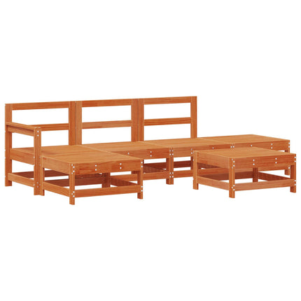 Trädgård loungemöbler 6 pcs Vaxad brun Massiv furu