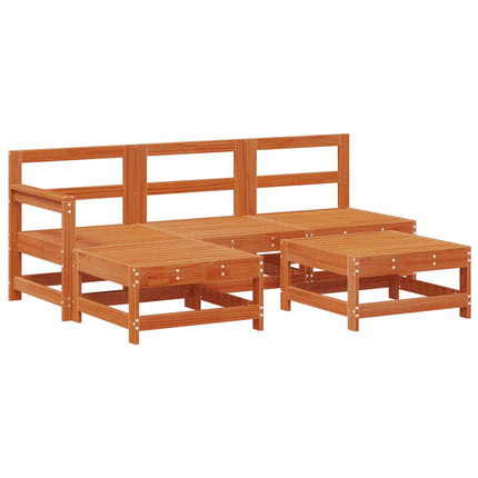 Trädgård loungemöbler 5 pcs Vaxbrun Furu Massiv furu