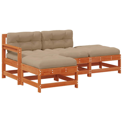 Trädgård loungemöbler 4 pcs Vaxad brun Massiv furu