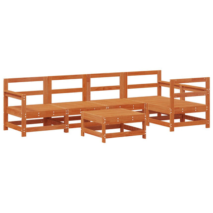 Trädgård loungemöbler 6 pcs Vaxad brun Massiv furu