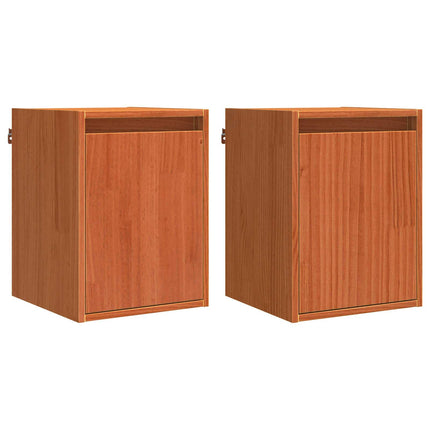 Väggskåp Väggmonterad 2 pcs Vaxbrun 30 x 30 x 40 cm Massiv furu
