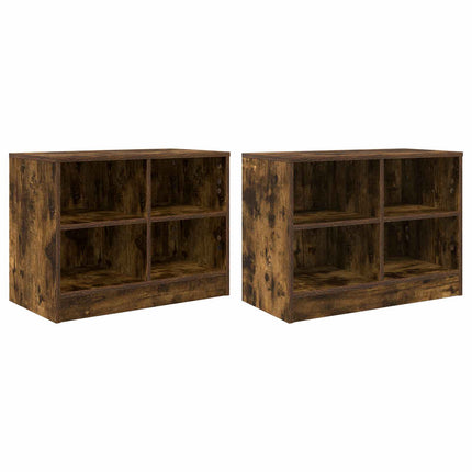 Sängskåp 2 pcs Rökt ek 66 x 33 x 48 cm Konstruerat trä