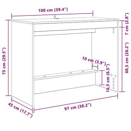 Skrivbord för säng Gammalt trä Konstruerat trä 100 x 45 x 75 cm
