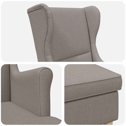 Fåtölj med fotpall 2 st Taupe Tyg