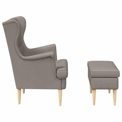Fåtölj med fotpall 2 st Taupe Tyg