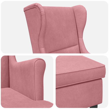 Fåtölj med fotpall 2 st Rosa Sammet