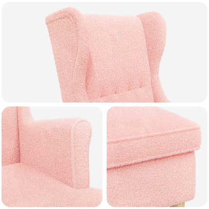 Fåtölj med fotpall 2 st Rosa Bouclé