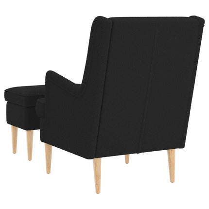 Fåtölj med fotpall 2 st Svart Bouclé