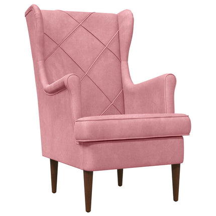 Fåtölj med fotpall 2 st Rosa Sammet