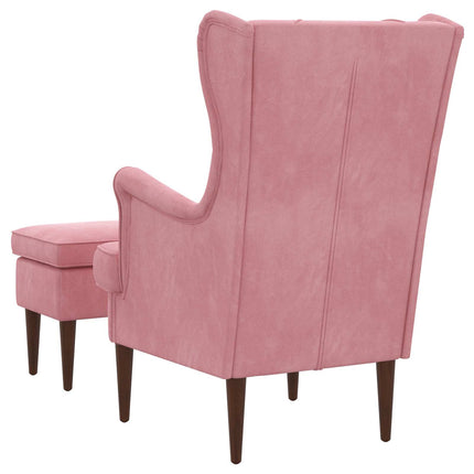 Fåtölj med fotpall 2 st Rosa Sammet