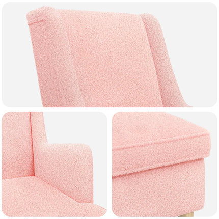 Fåtölj med fotpall 2 st Rosa Bouclé