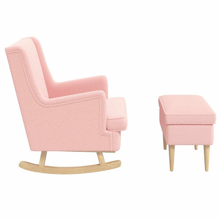Fåtölj med fotpall 2 st Rosa Bouclé