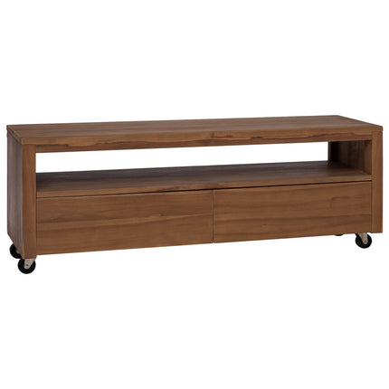 TV-skåp 110 x 30 x 40 cm Naturlig Massivt teakträ