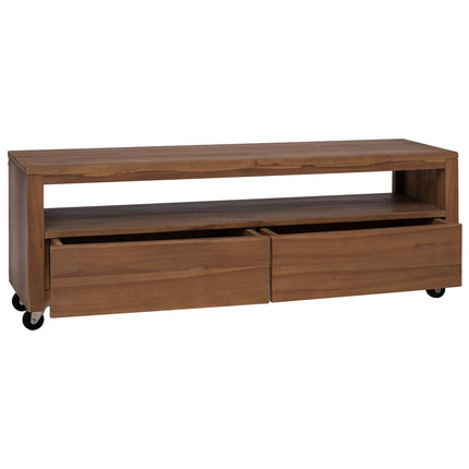 TV-skåp 110 x 30 x 40 cm Naturlig Massivt teakträ