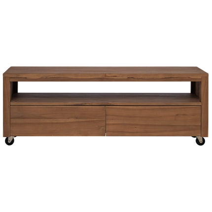 TV-skåp 110 x 30 x 40 cm Naturlig Massivt teakträ