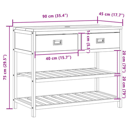 Badrumsskåp Naturlig 90 x 45 x 75 cm Massivt teakträ