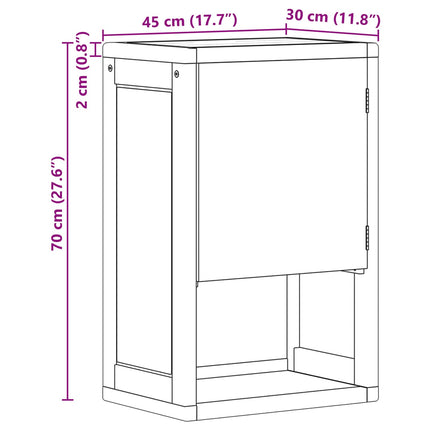 Badrumssidekabinett Naturlig 45 x 30 x 70 cm Massivt teakträ