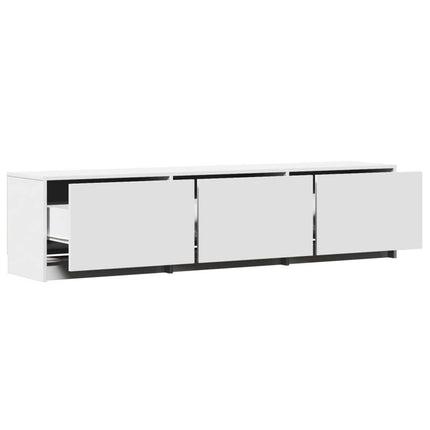TV-skåp med led med låda Vit 165 x 34 x 40 cm Konstruerat trä