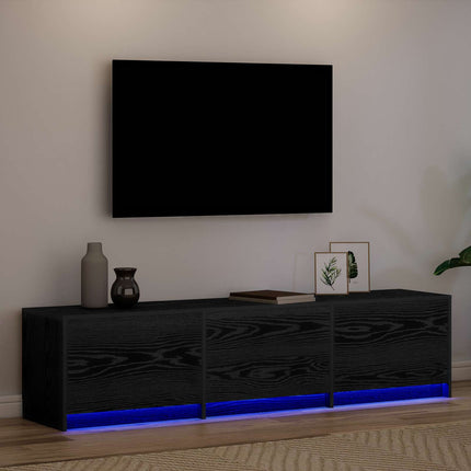 TV-skåp med led Svart Ek 165 x 34 x 40 cm Konstruerat trä