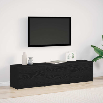 TV-skåp med led Svart Ek 165 x 34 x 40 cm Konstruerat trä