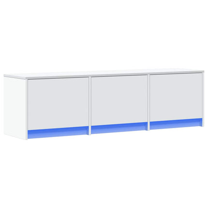 TV-skåp med led med låda Vit 140 x 34 x 40 cm Konstruerat trä
