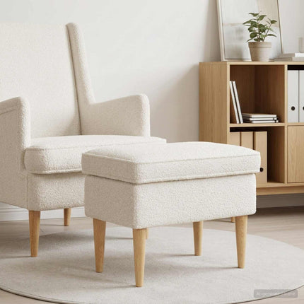 Fotpall Gräddvit 55 x 35 x 41 cm Bouclé