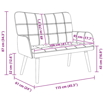 2-sits soffa Mörkgrå 115 x 61 x 87 cm Tyg