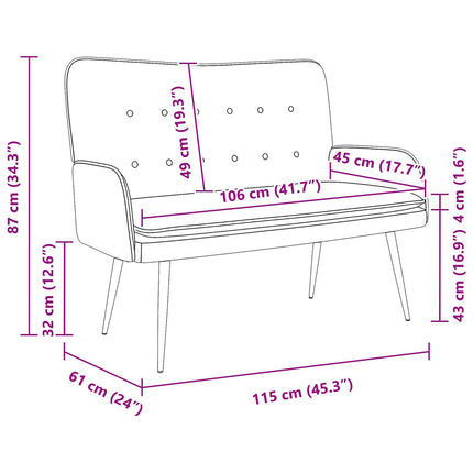2-sits soffa Vinröd 115 x 61 x 87 cm Tyg