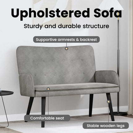 2-sits soffa Ljusgrå 115 x 61 x 87 cm Sammet