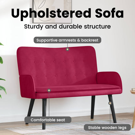 2-sits soffa Vinröd 115 x 61 x 87 cm Sammet