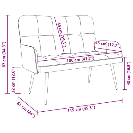 2-sits soffa Mörkgrå 115 x 61 x 87 cm Tyg