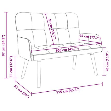 2-sits soffa Ljusgrå 115 x 61 x 87 cm Sammet (V)