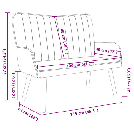2-sits soffa Rosa 115 x 61 x 87 cm Sammet (V)