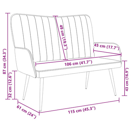 2-sits soffa Svart 115 x 61 x 87 cm Sammet (V)