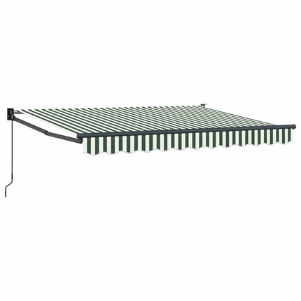 Utdragbar markis Grön och Vit 3,5 x 2 m
