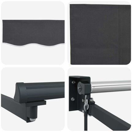 Utdragbar markis Antracit 4 x 2 m 100% Polyester och Aluminium