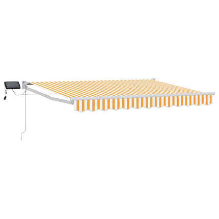 Manuell utdragbar markis med LED-lampor Gul och Vit 2,5 x 2 m