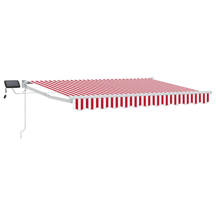 Manuell utdragbar markis med LED-lampor Röd och Vit 2,5 x 2 m