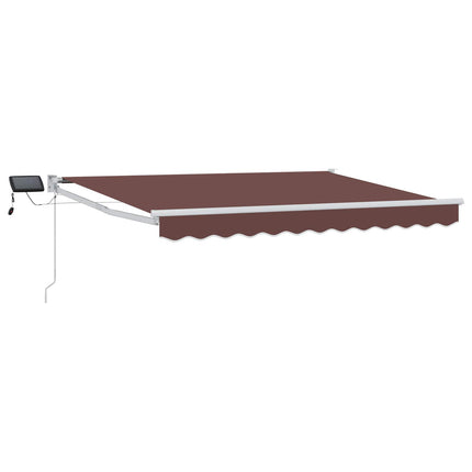Manuell utdragbar markis med LED-lampor Brun och vit 3 x 2,5 m
