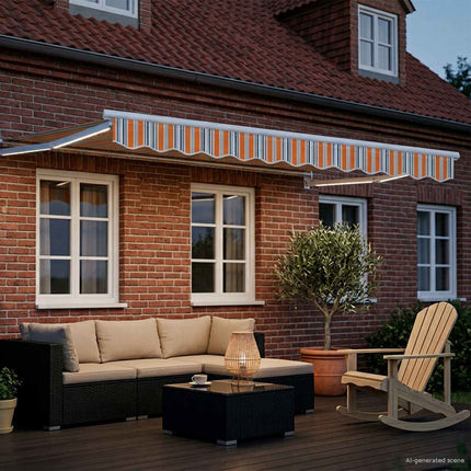 Manuell utdragbar markis med LED-lampor 3,5 x 2,5 m