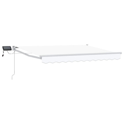 Manuell utdragbar markis med LED-lampor Vit 3,5 x 2,5 m