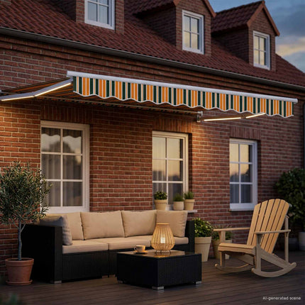 Manuell utdragbar markis med LED-lampor 3,5 x 2,5 m