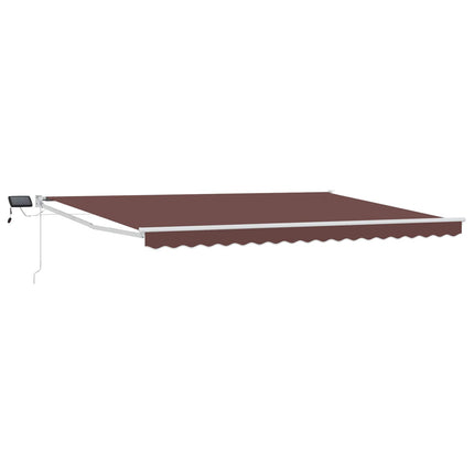 Manuell utdragbar markis med LED-lampor Brun och vit 4 × 3 m