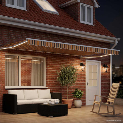 Manuell utdragbar markis med LED-lampor 4 × 3 m